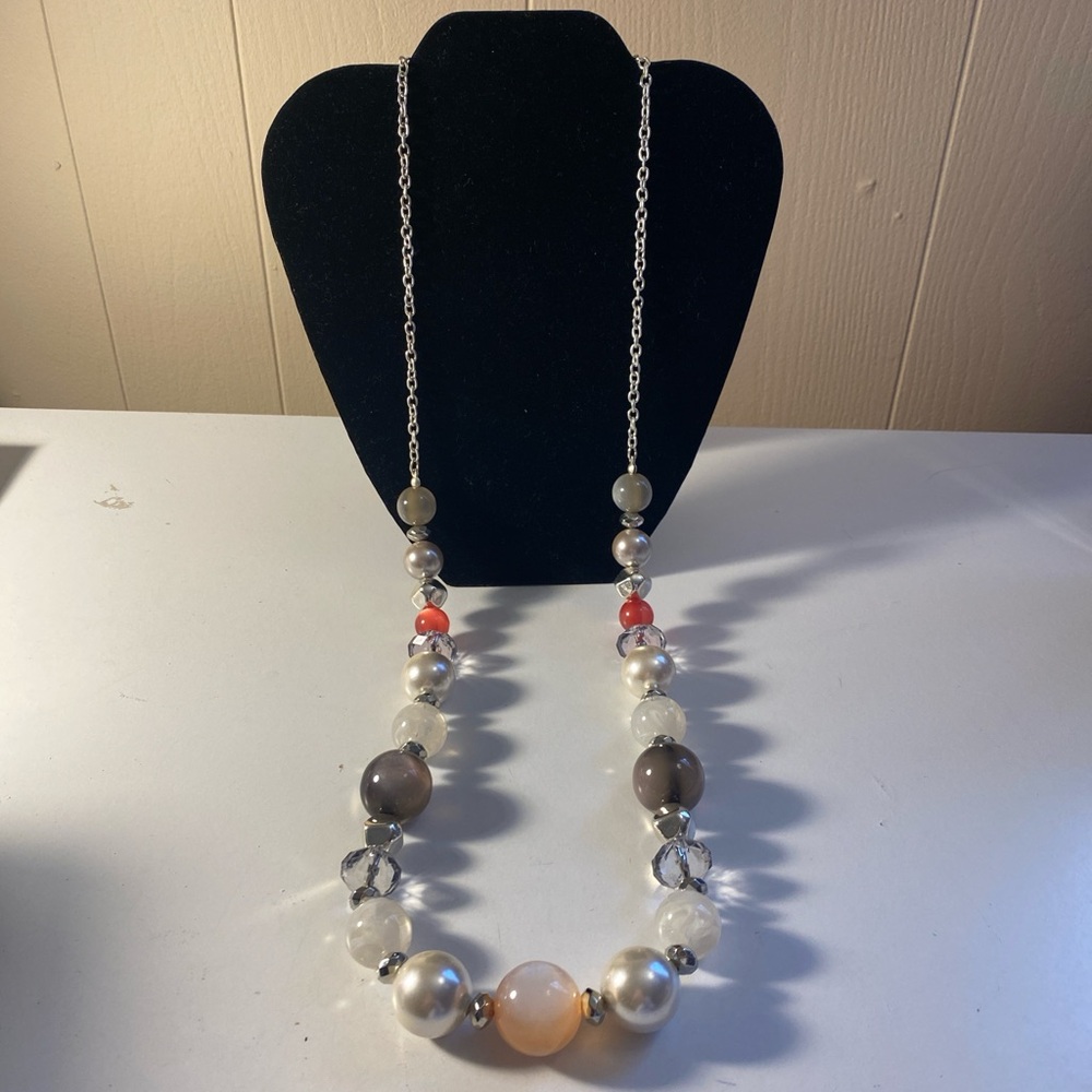 Chico's Silver Beaded Necklace